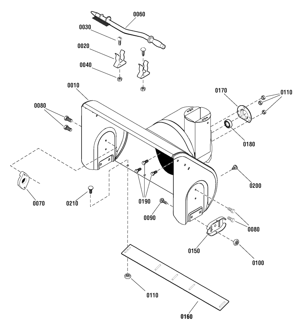 Auger Housing Group Diagram and Parts List for 1696287-00-18-2830-33  Briggs and Stratton Snow Blower